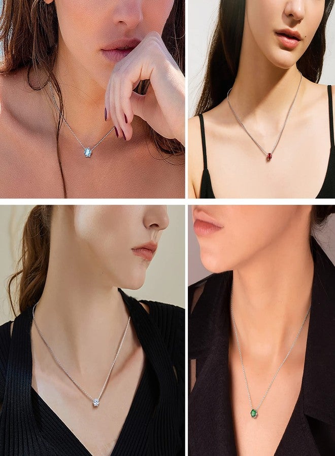 PROSILVER Womens Sterling Silver Cute Necklaces October Birthstone Short Necklace Chain Choker - Image 2